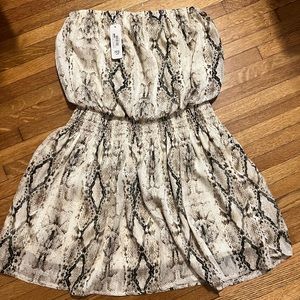 snakeskin print drop waist tube dress. Size M. New with tags.